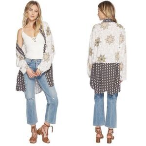 Free People Forget Me Not Kimono Cardigan Sz XS Multicolor 3/4 Sleeves